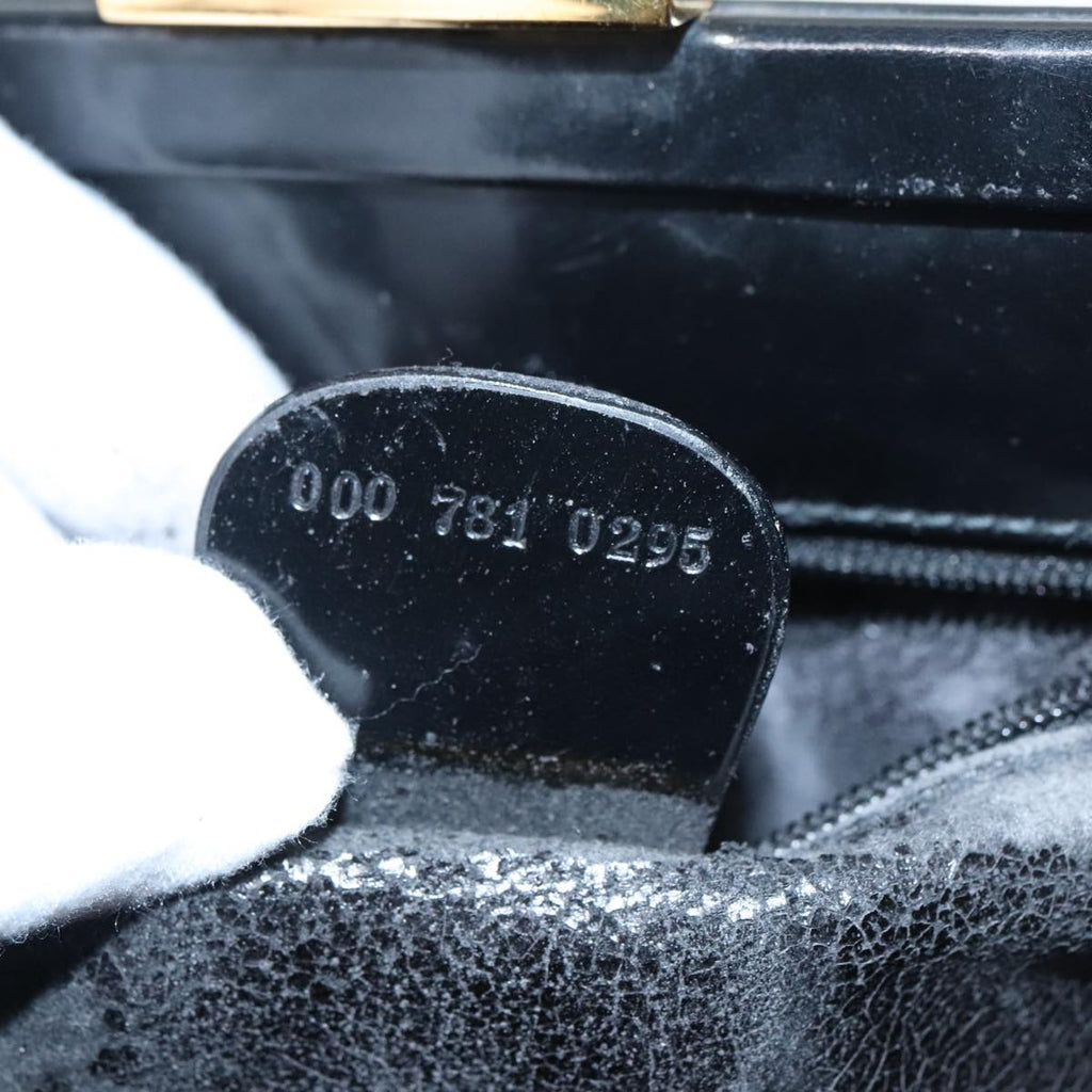 GUCCI Bamboo Hand Bag Leather Black Gold 000 781 0295 90684
