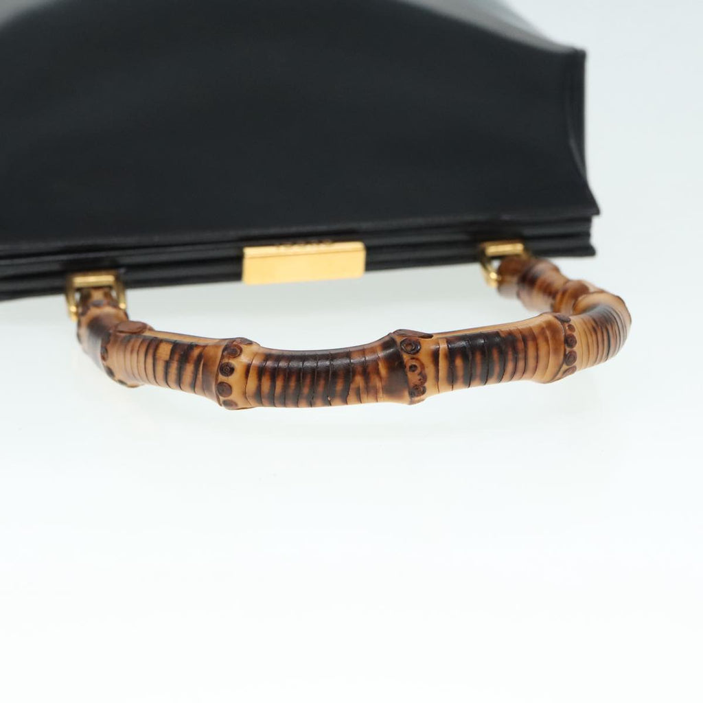 GUCCI Bamboo Hand Bag Leather Black Gold 000 781 0295 90684