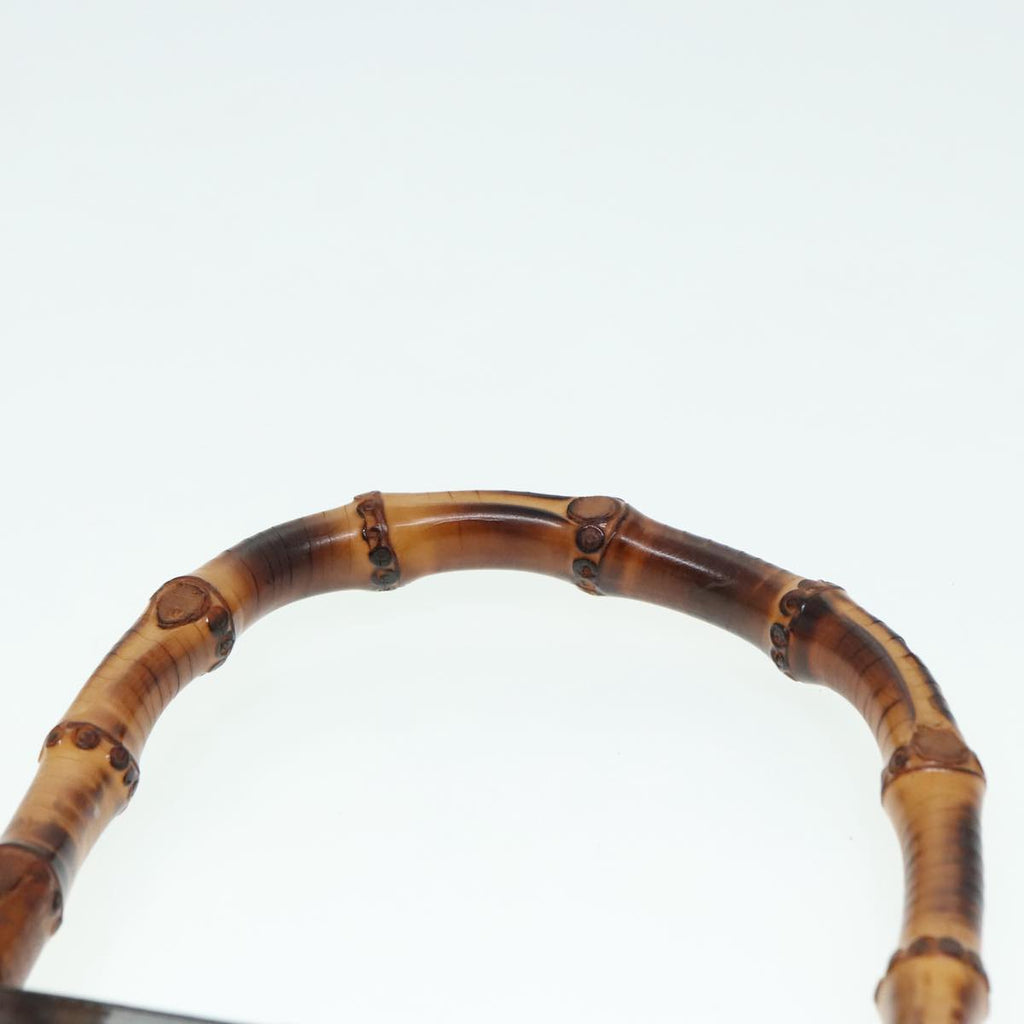 GUCCI Bamboo Hand Bag Leather Black Gold 000 781 0295 90684