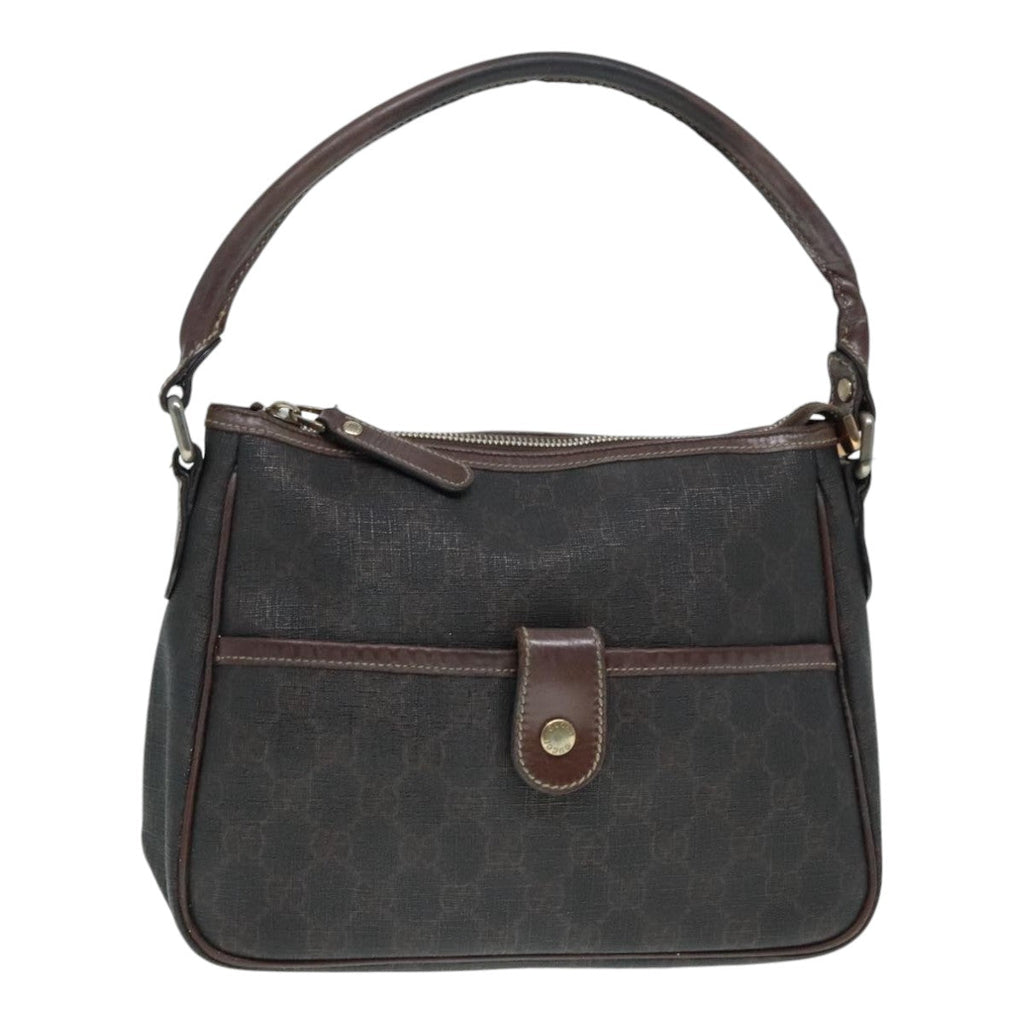 GUCCI GG Canvas Hand Bag Black Gold 190258 90689