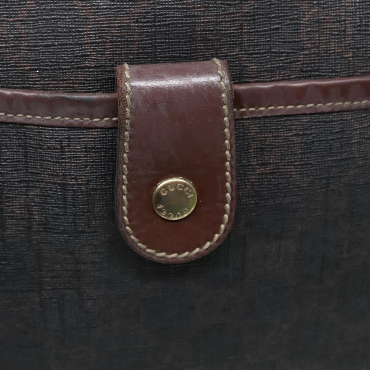 GUCCI GG Canvas Hand Bag Black Gold 190258 90689