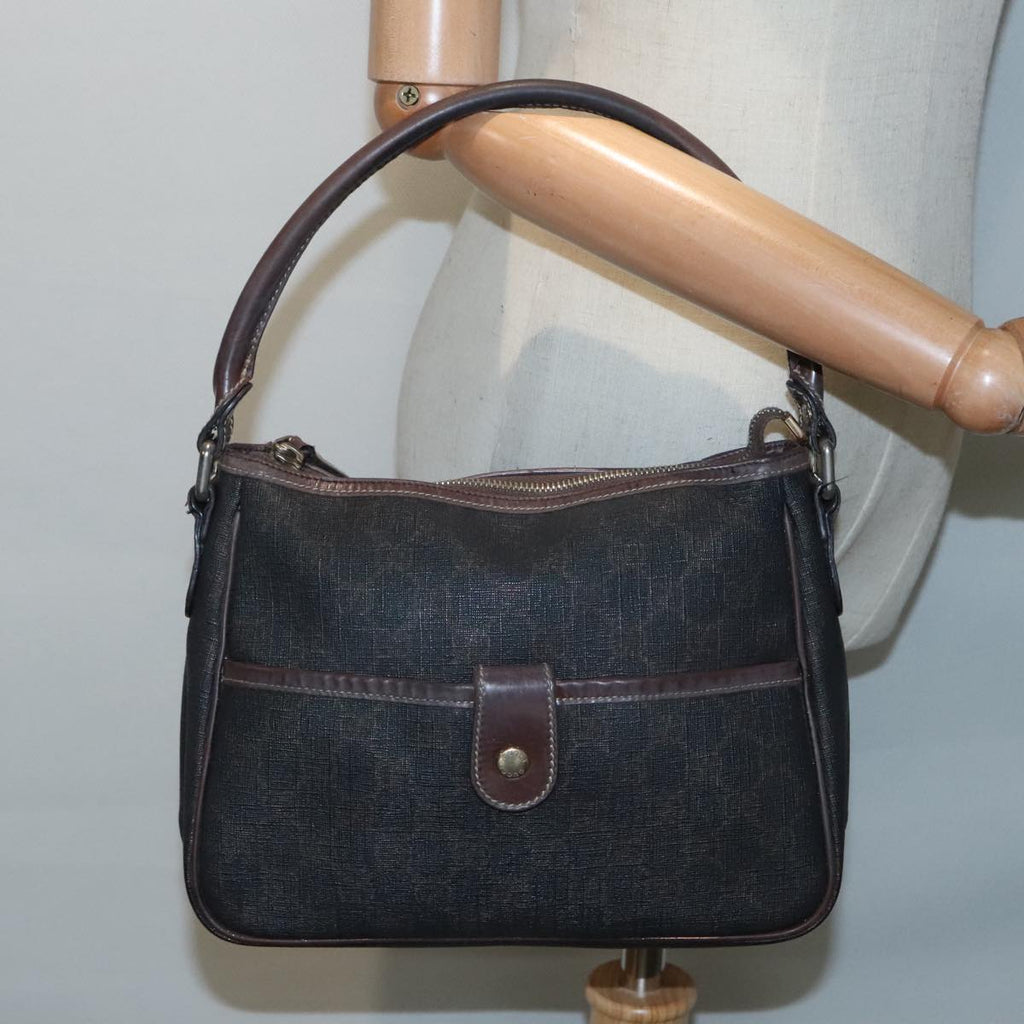 GUCCI GG Canvas Hand Bag Black Gold 190258 90689