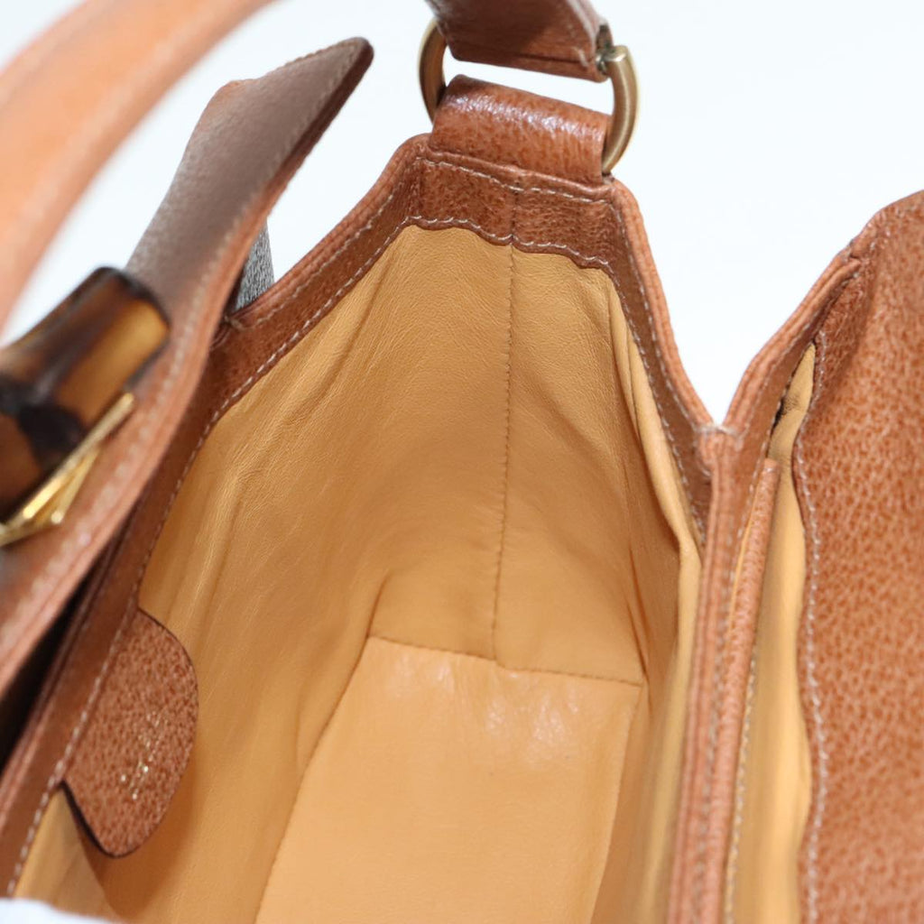 GUCCI Bamboo Hand Bag Leather 2way Brown Gold 90691
