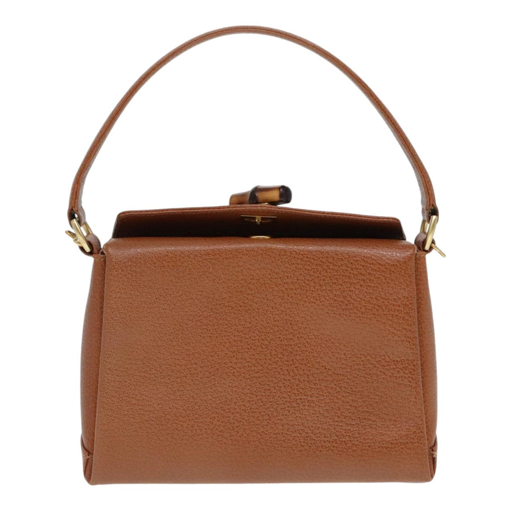 GUCCI Bamboo Hand Bag Leather 2way Brown Gold 90691