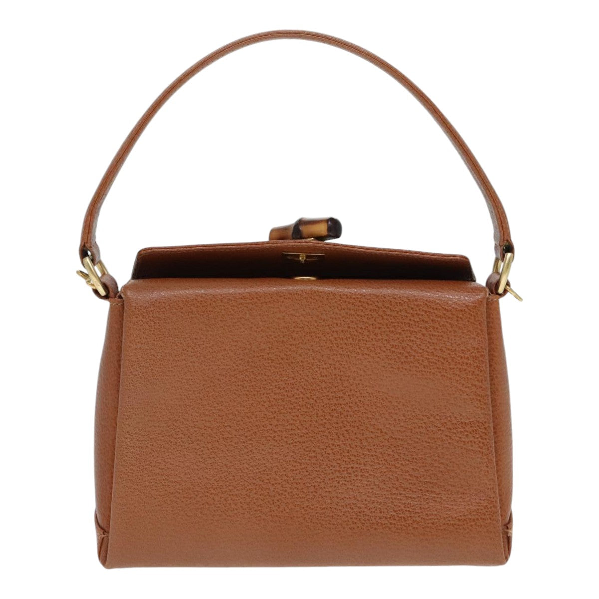GUCCI Bamboo Hand Bag Leather 2way Brown Gold 90691