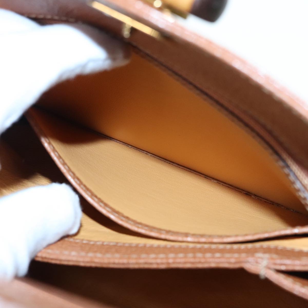GUCCI Bamboo Hand Bag Leather 2way Brown Gold 90691