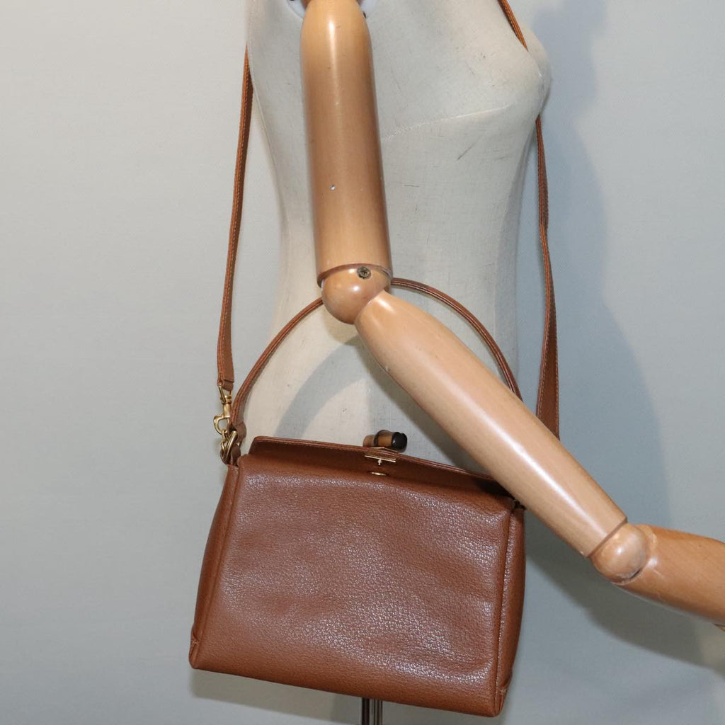 GUCCI Bamboo Hand Bag Leather 2way Brown Gold 90691