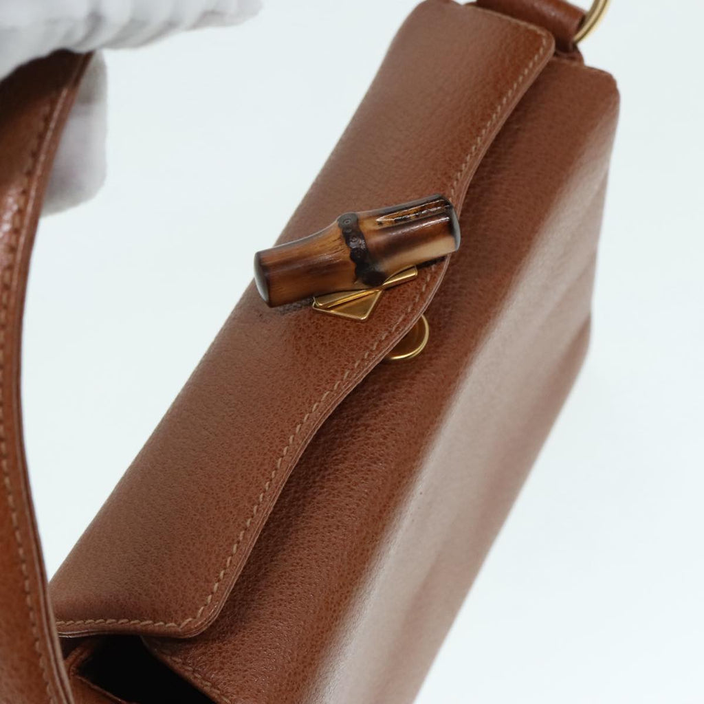 GUCCI Bamboo Hand Bag Leather 2way Brown Gold 90691