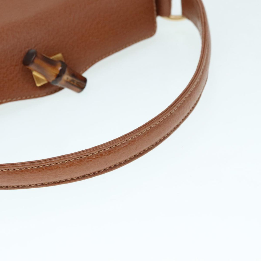 GUCCI Bamboo Hand Bag Leather 2way Brown Gold 90691
