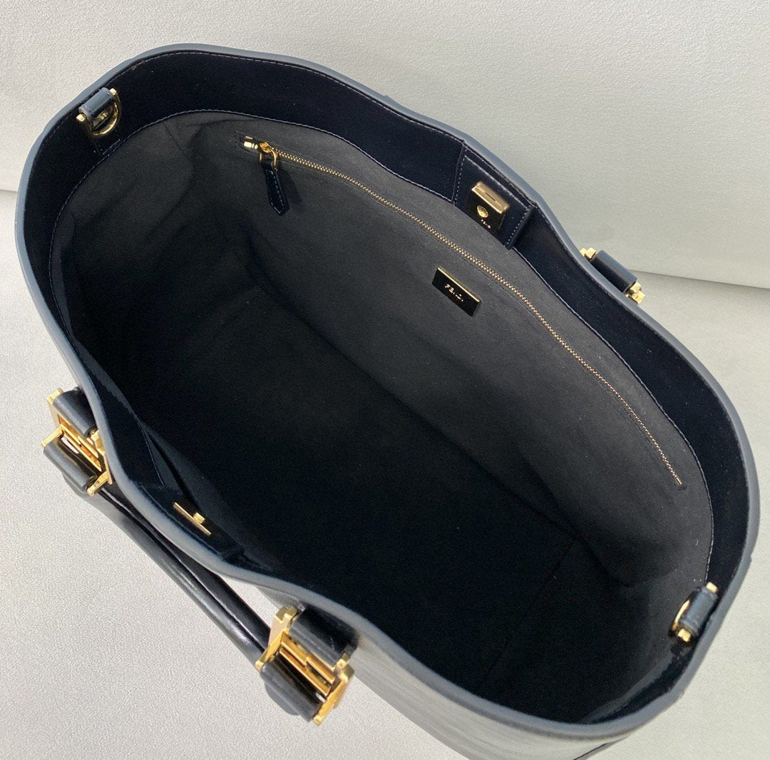 FI MeGLAMIum FF Tote Shoulder Black Bag For Woman 38cm/15in