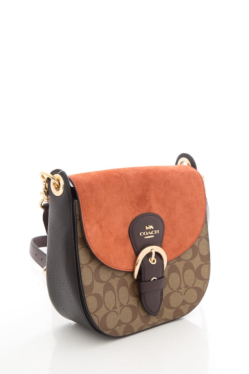 Coach "Kleo 23" Monogram & Rust Suede Cross-Body NWT