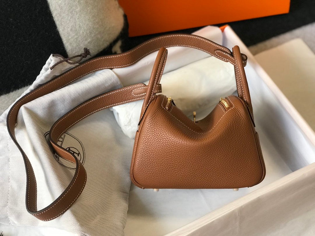 GLAMI Mini Lindy Brown For Women Gold Toned Hardware 7.5in/19cm