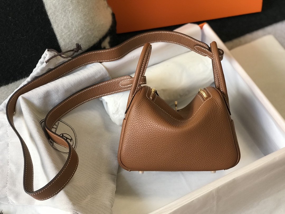 GLAMI Mini Lindy Brown For Women Gold Toned Hardware 7.5in/19cm