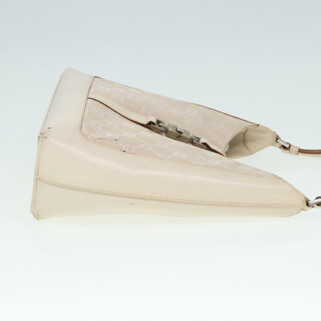 GUCCI GG Canvas Jackie Shoulder Bag Beige Silver 001 3876 90716