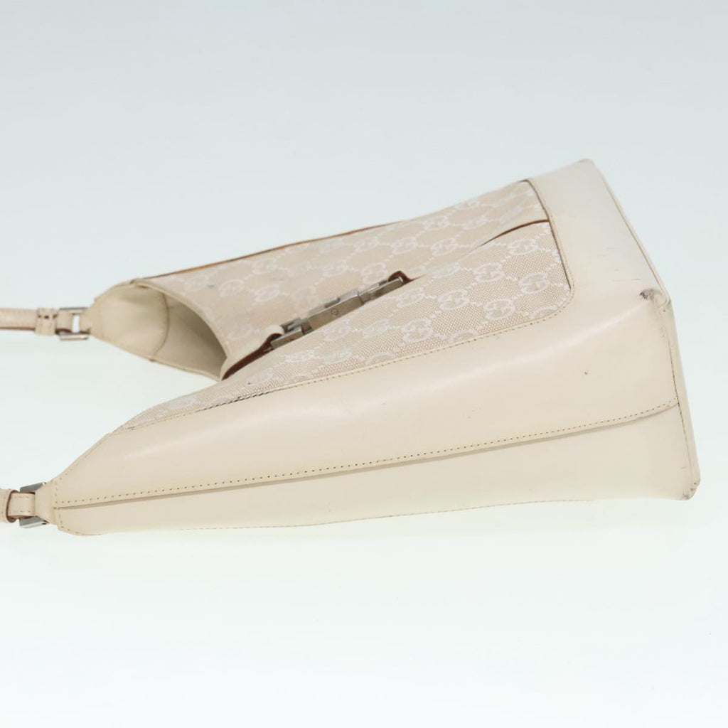 GUCCI GG Canvas Jackie Shoulder Bag Beige Silver 001 3876 90716