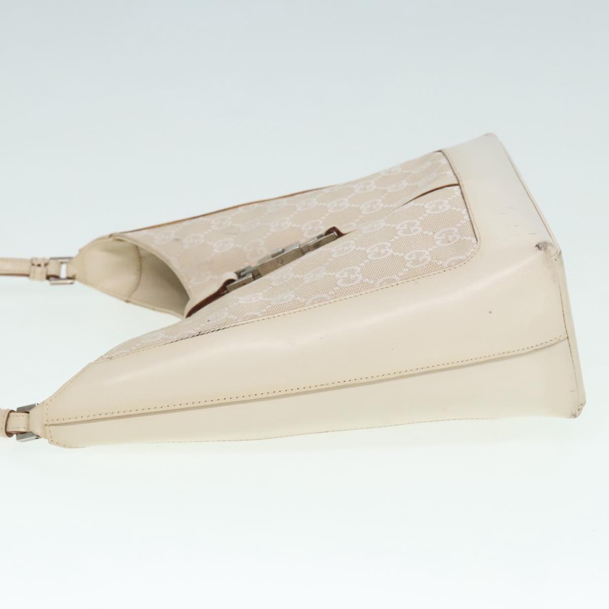 GUCCI GG Canvas Jackie Shoulder Bag Beige Silver 001 3876 90716