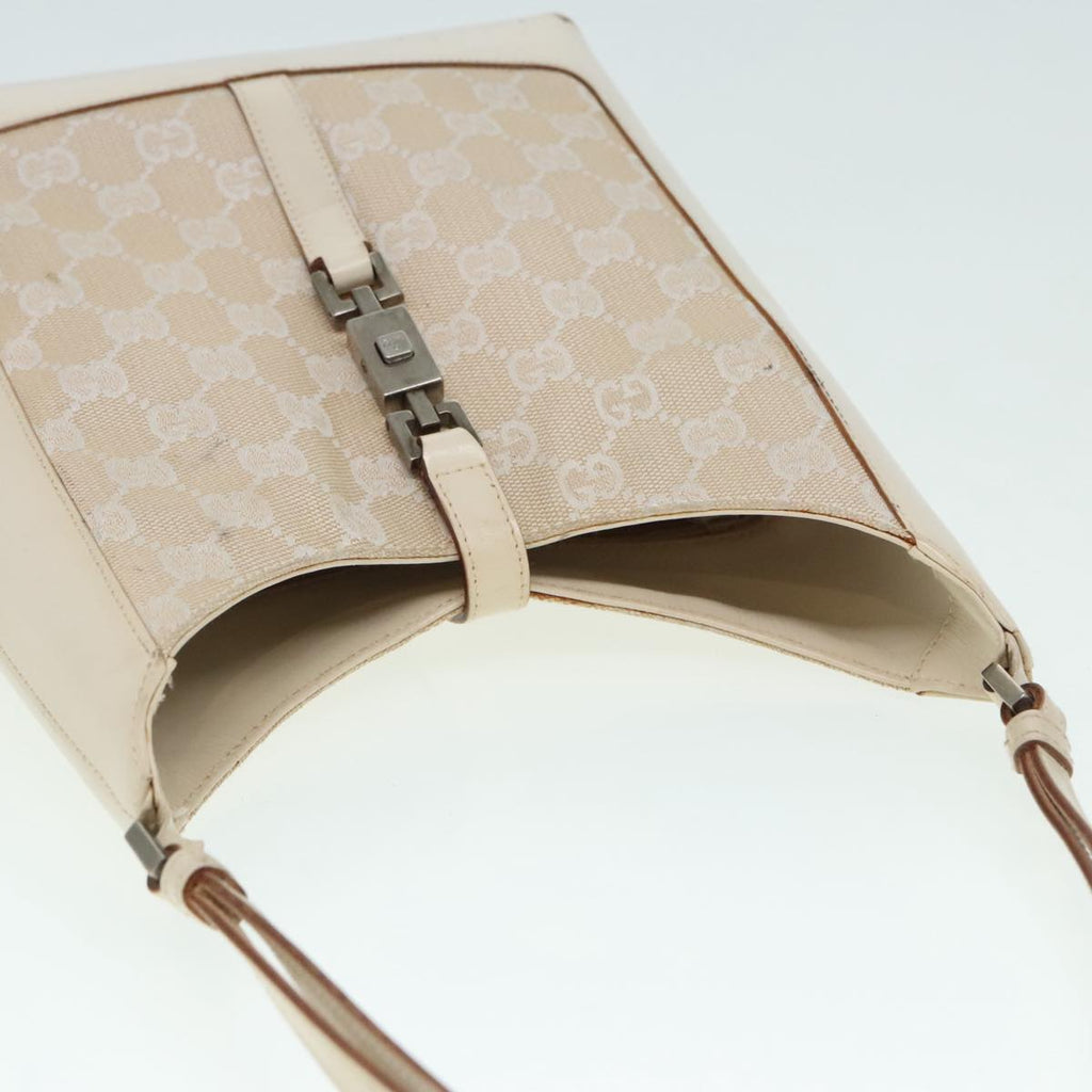 GUCCI GG Canvas Jackie Shoulder Bag Beige Silver 001 3876 90716