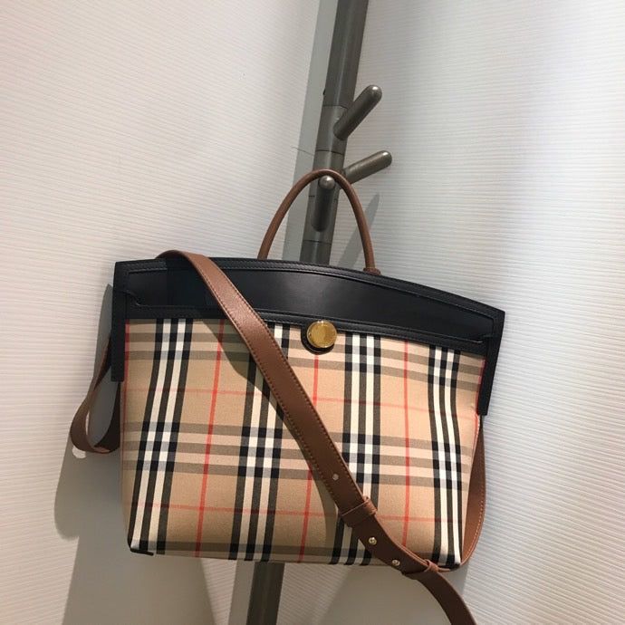 GLAMI Small Vintage Check Society Top Handle Bag For Women, Bags 14.6in/37cm