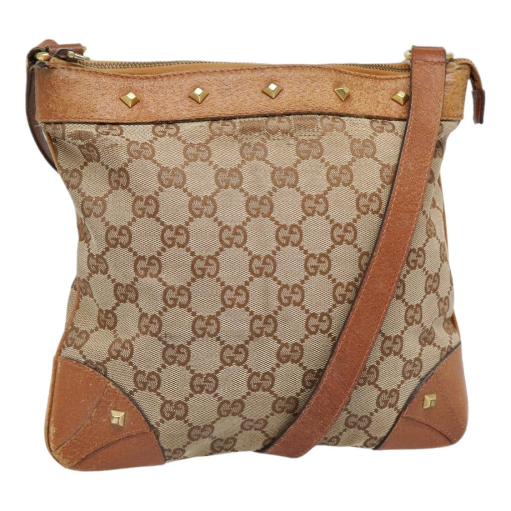 GUCCI GG Canvas Shoulder Bag Beige 90726