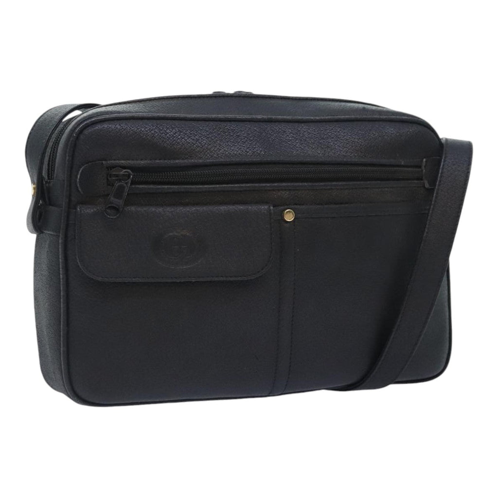 GUCCI Shoulder Bag Leather Black 90731