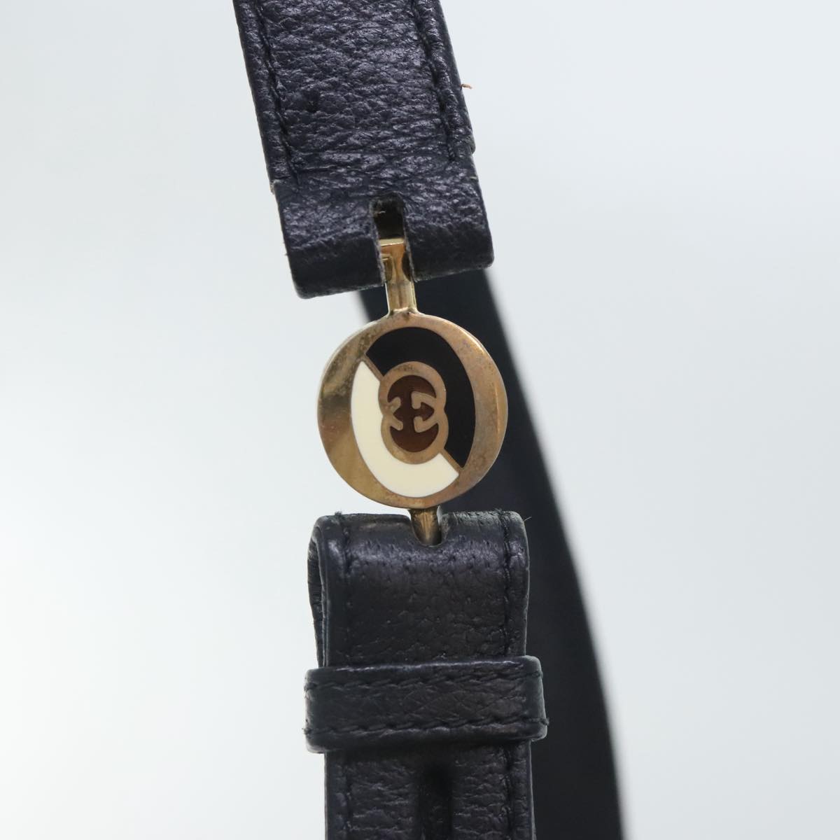 GUCCI Shoulder Bag Leather Black 90731