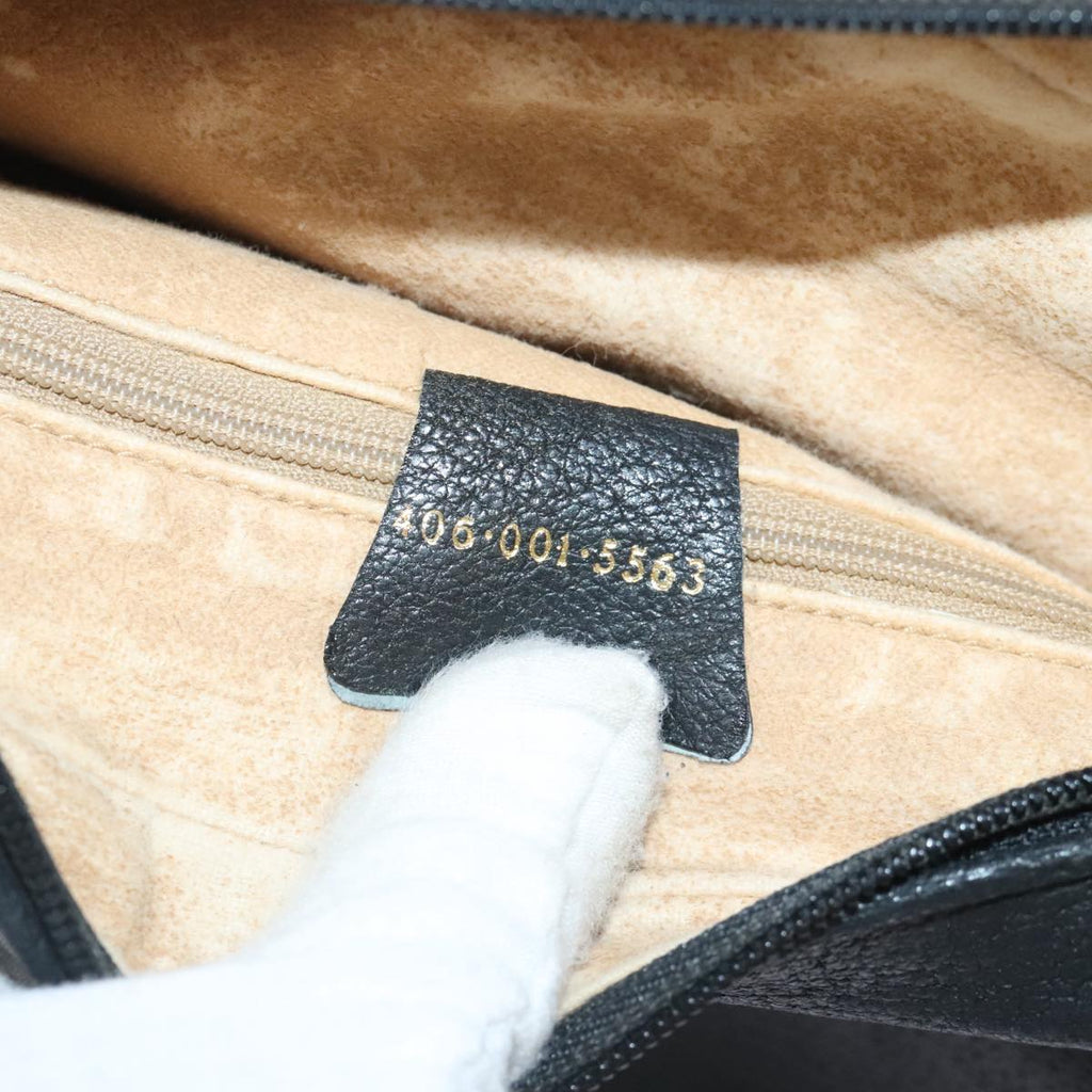GUCCI Shoulder Bag Leather Black 90731