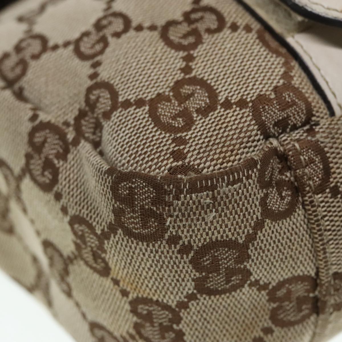 GUCCI GG Canvas Shoulder Bag Beige Silver 145858 90738