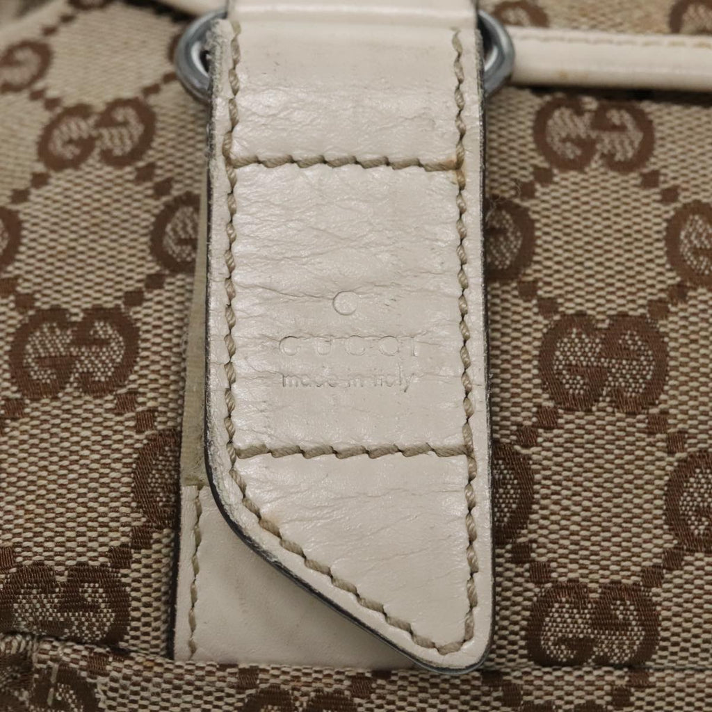 GUCCI GG Canvas Shoulder Bag Beige Silver 145858 90738