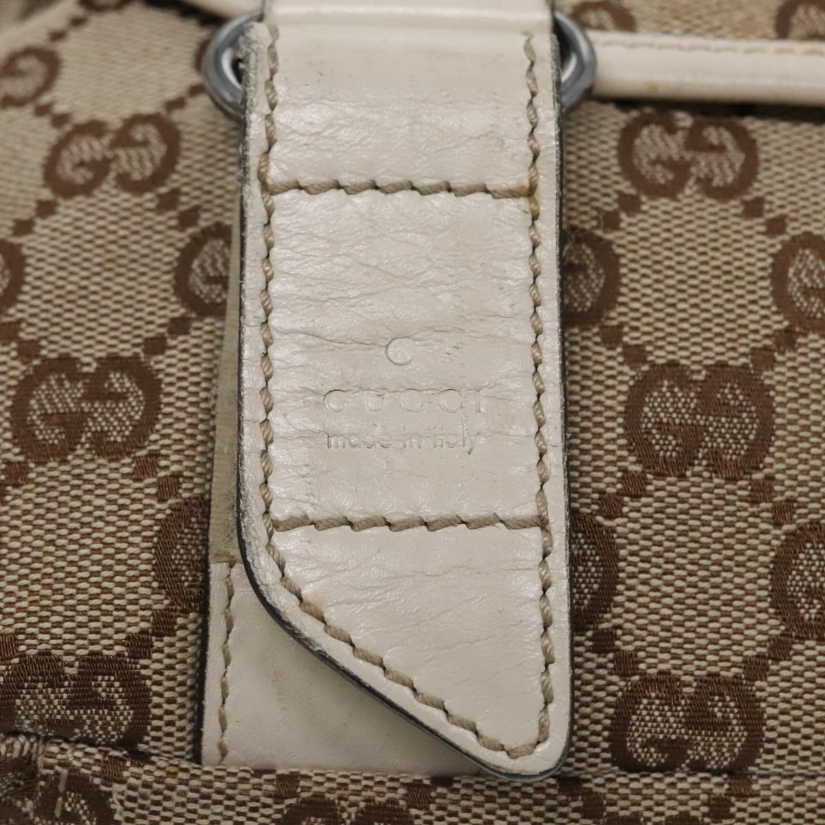 GUCCI GG Canvas Shoulder Bag Beige Silver 145858 90738