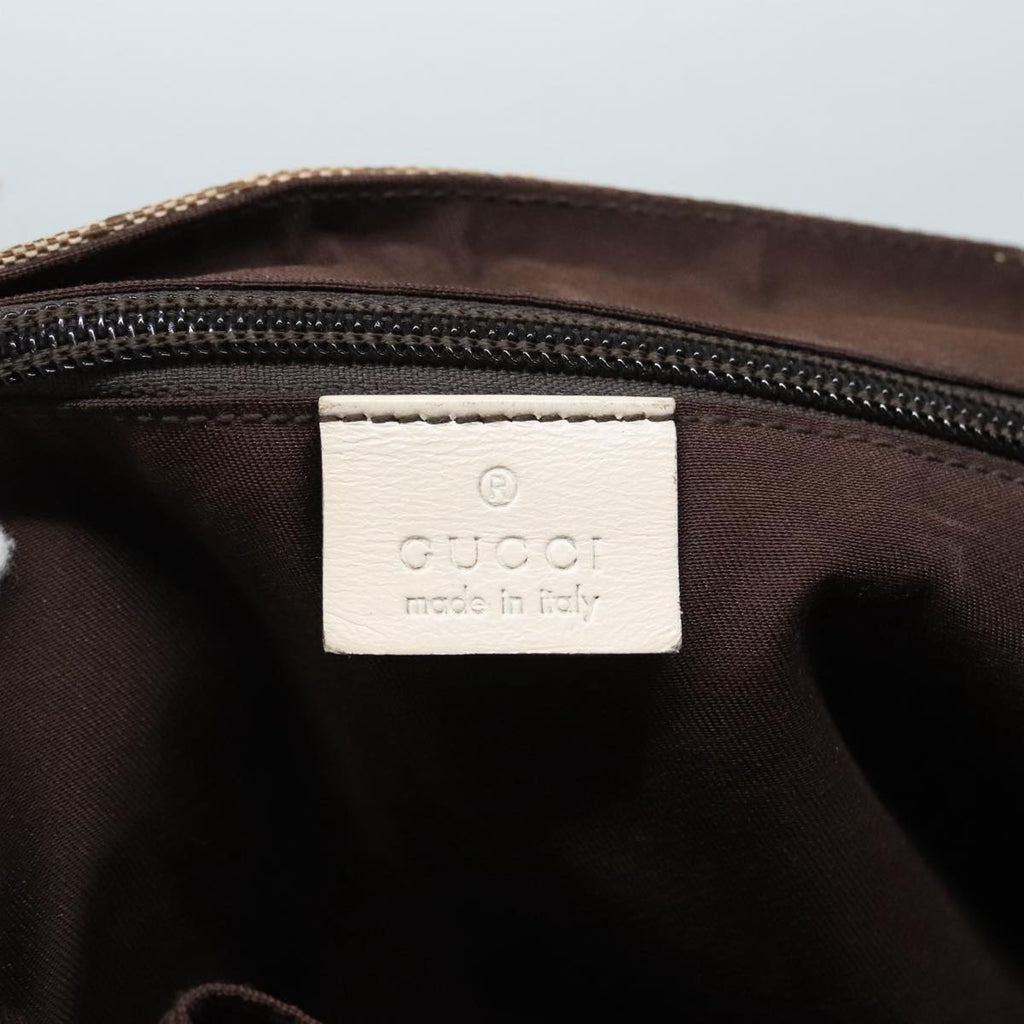 GUCCI GG Canvas Shoulder Bag Beige Silver 145858 90738