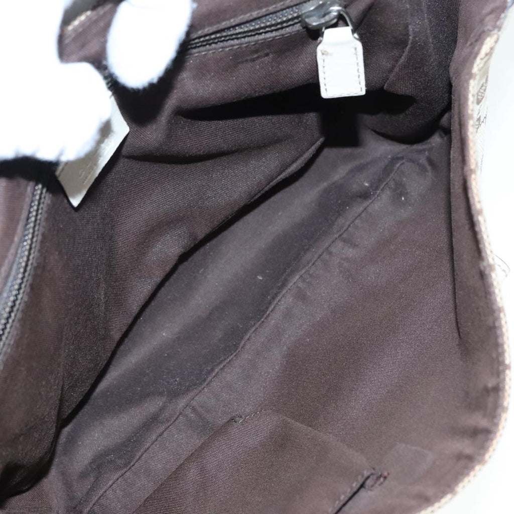 GUCCI GG Canvas Shoulder Bag Beige Silver 145858 90738