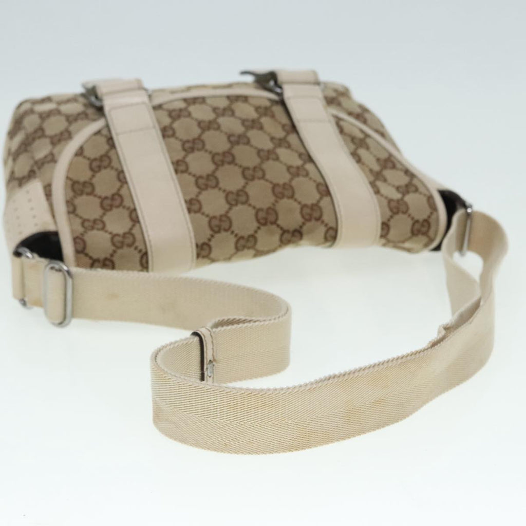 GUCCI GG Canvas Shoulder Bag Beige Silver 145858 90738