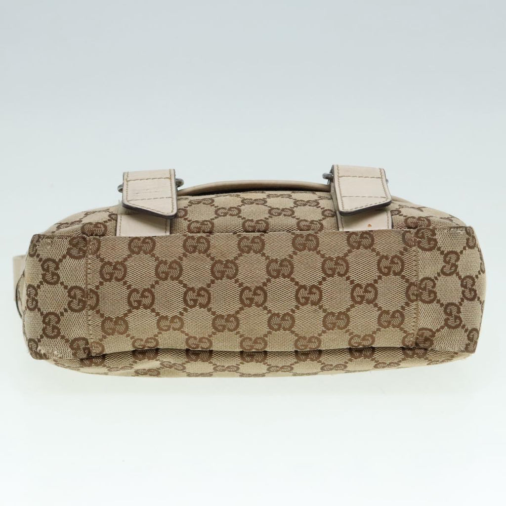 GUCCI GG Canvas Shoulder Bag Beige Silver 145858 90738