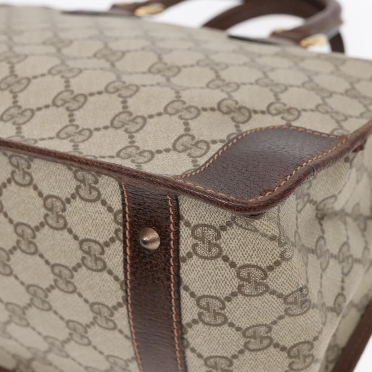 GUCCI GG Canvas Hand Bag PVC Beige 90751