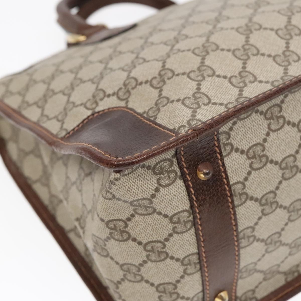 GUCCI GG Canvas Hand Bag PVC Beige 90751