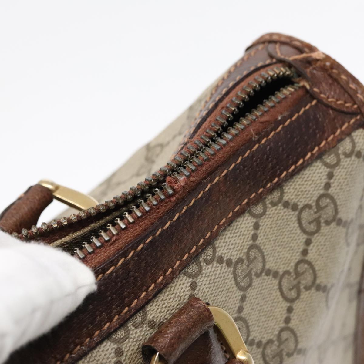 GUCCI GG Canvas Hand Bag PVC Beige 90751