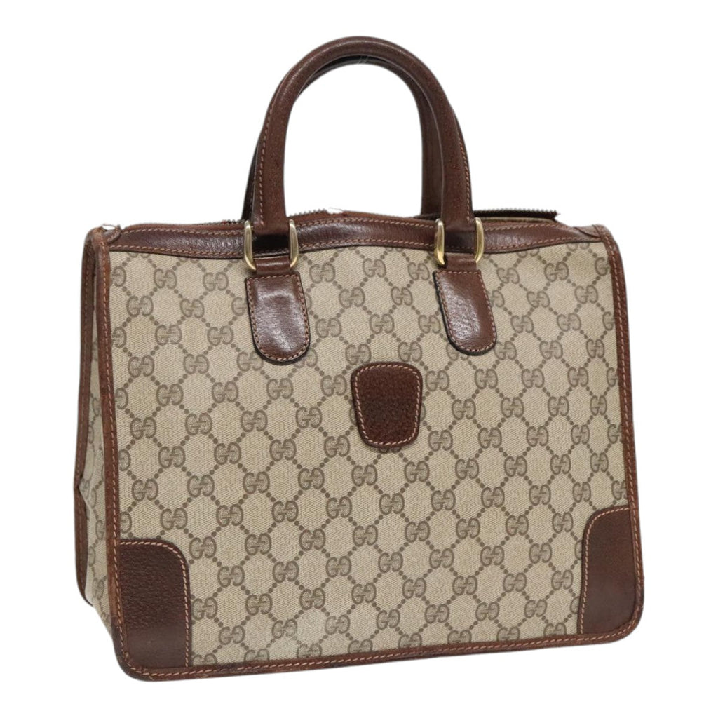 GUCCI GG Canvas Hand Bag PVC Beige 90751