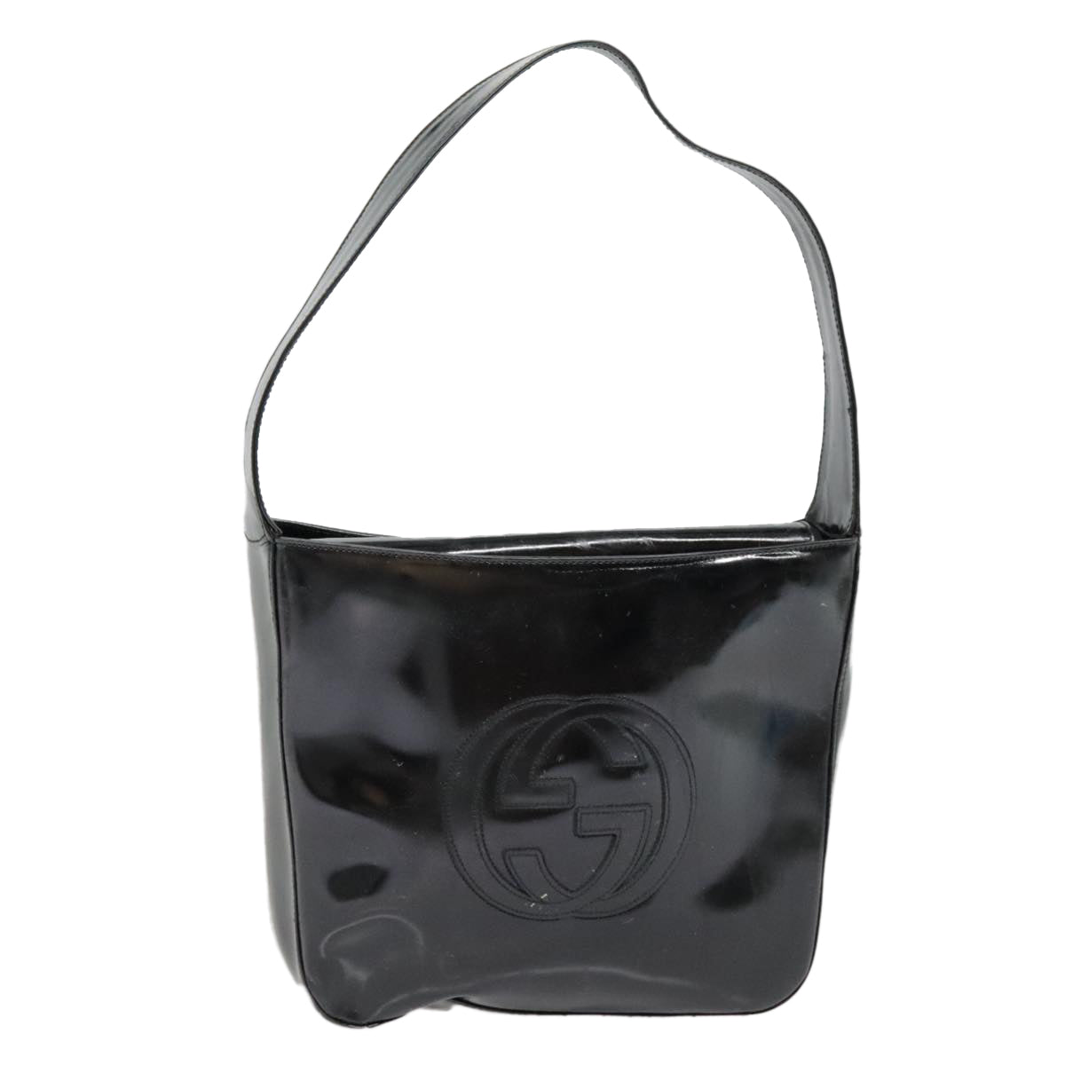 GUCCI Shoulder Bag Patent leather Black Silver 000 1186 0506 90777
