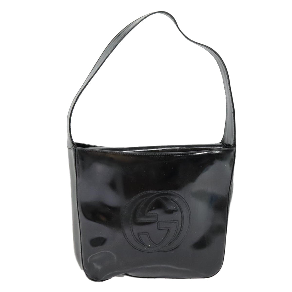 GUCCI Shoulder Bag Patent leather Black Silver 000 1186 0506 90777