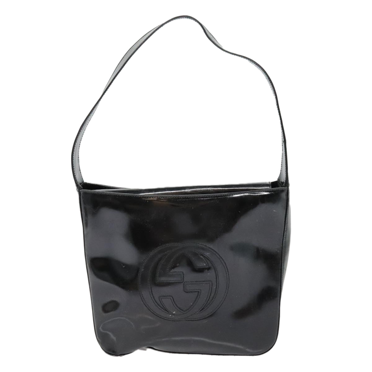 GUCCI Shoulder Bag Patent leather Black Silver 000 1186 0506 90777