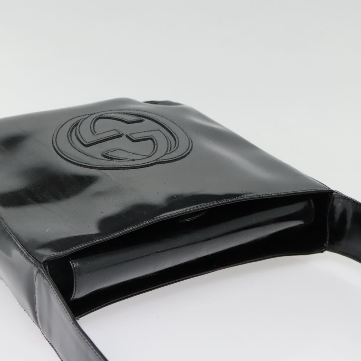 GUCCI Shoulder Bag Patent leather Black Silver 000 1186 0506 90777
