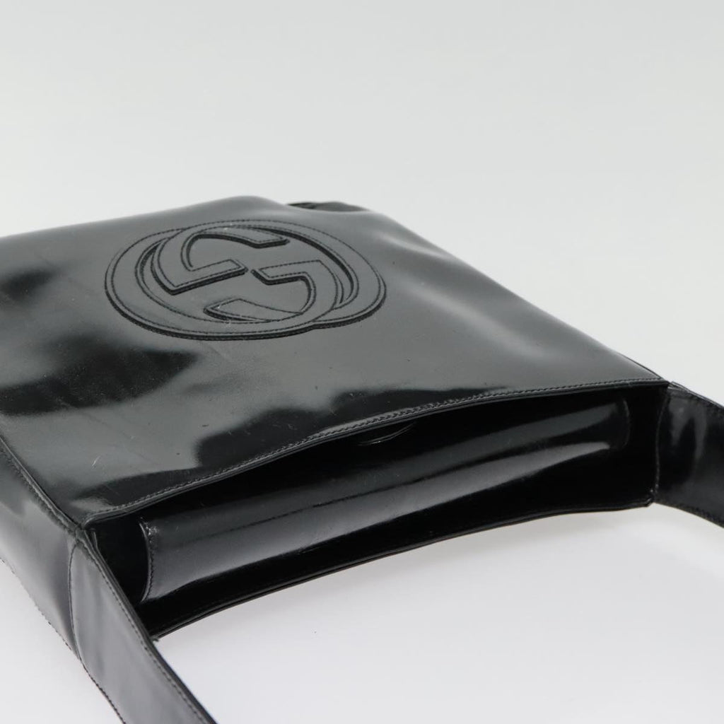 GUCCI Shoulder Bag Patent leather Black Silver 000 1186 0506 90777