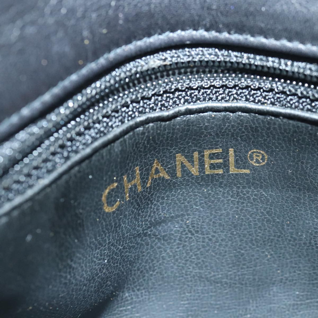 CHANEL Bicolore Chain Waist bag Leather Black Gold CC 90785A