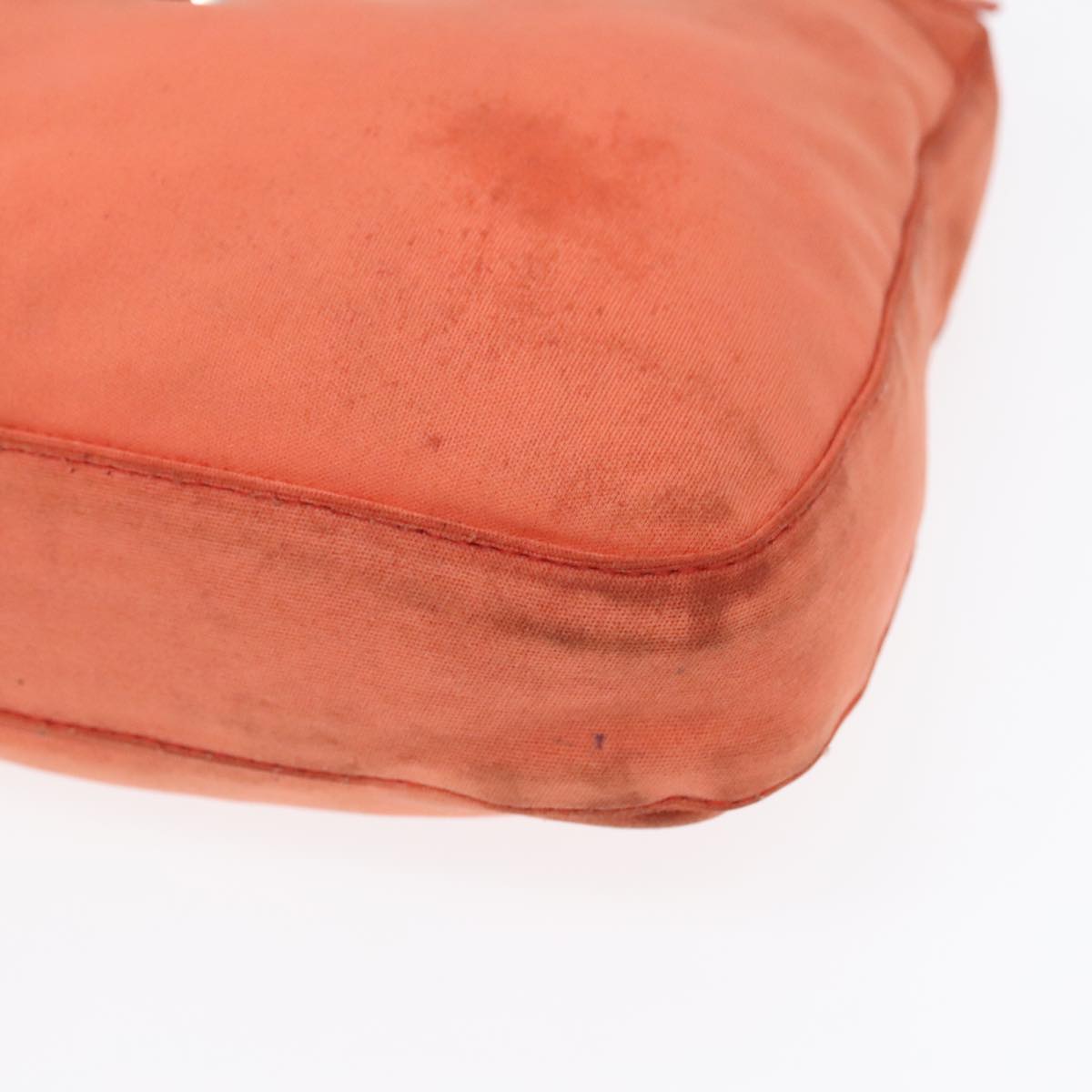 FENDI Mamma Baguette Shoulder Bag Nylon Orange Silver 90787
