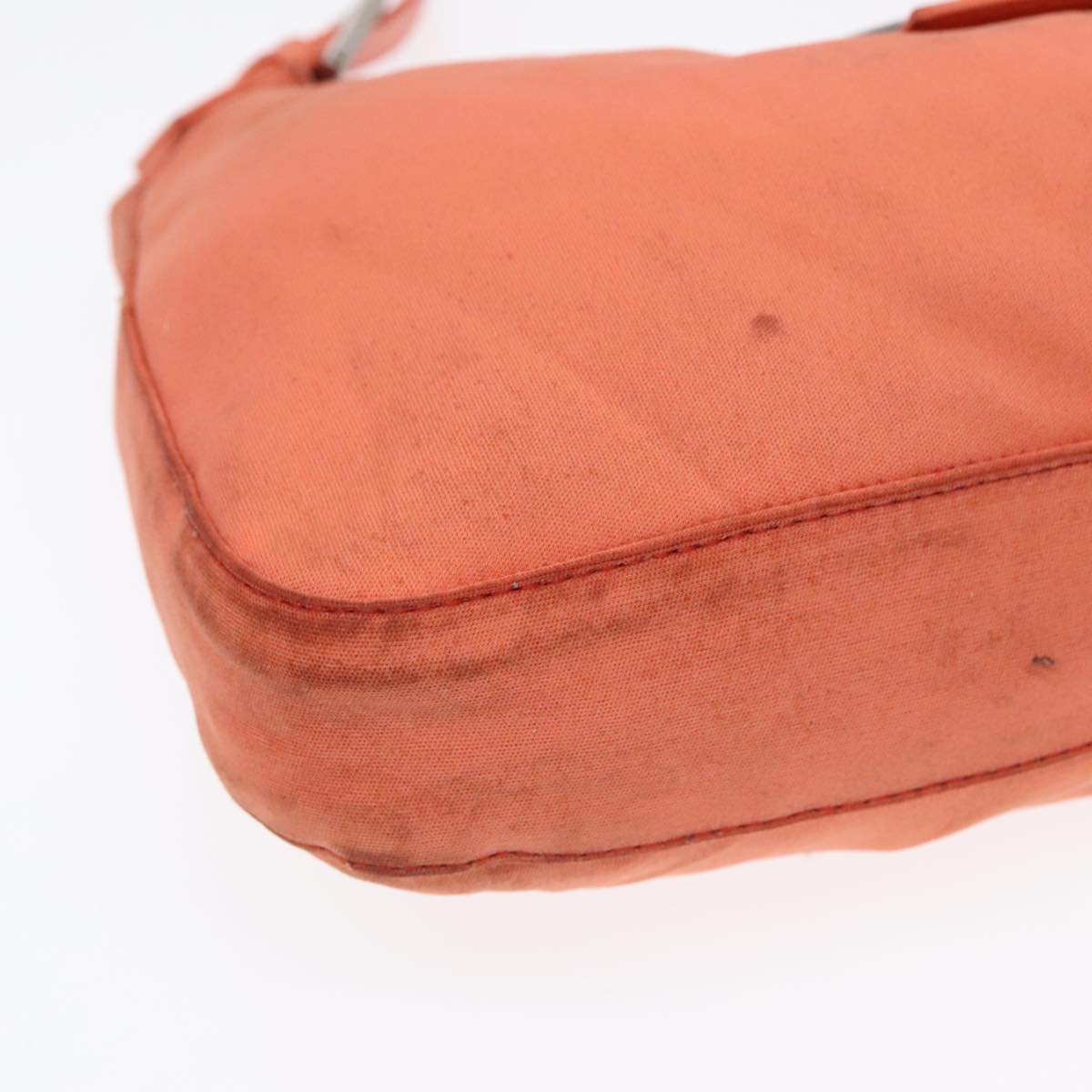FENDI Mamma Baguette Shoulder Bag Nylon Orange Silver 90787