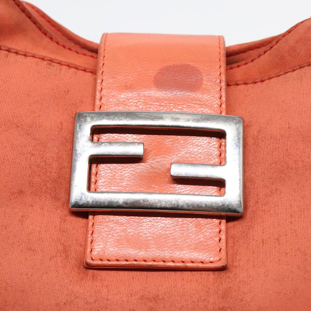 FENDI Mamma Baguette Shoulder Bag Nylon Orange Silver 90787