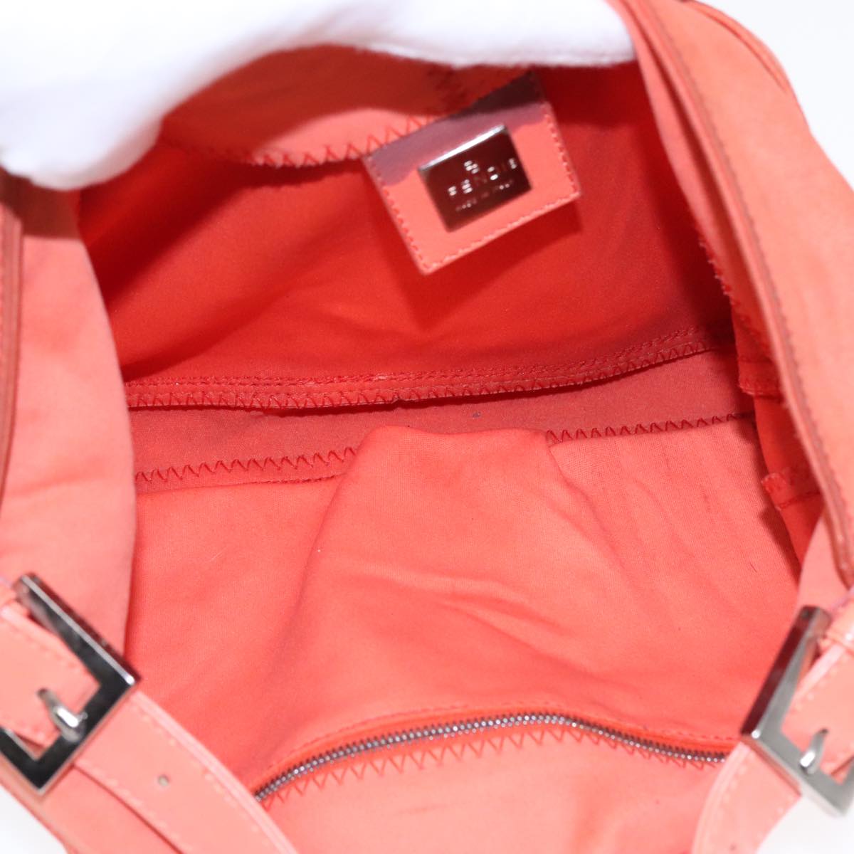 FENDI Mamma Baguette Shoulder Bag Nylon Orange Silver 90787