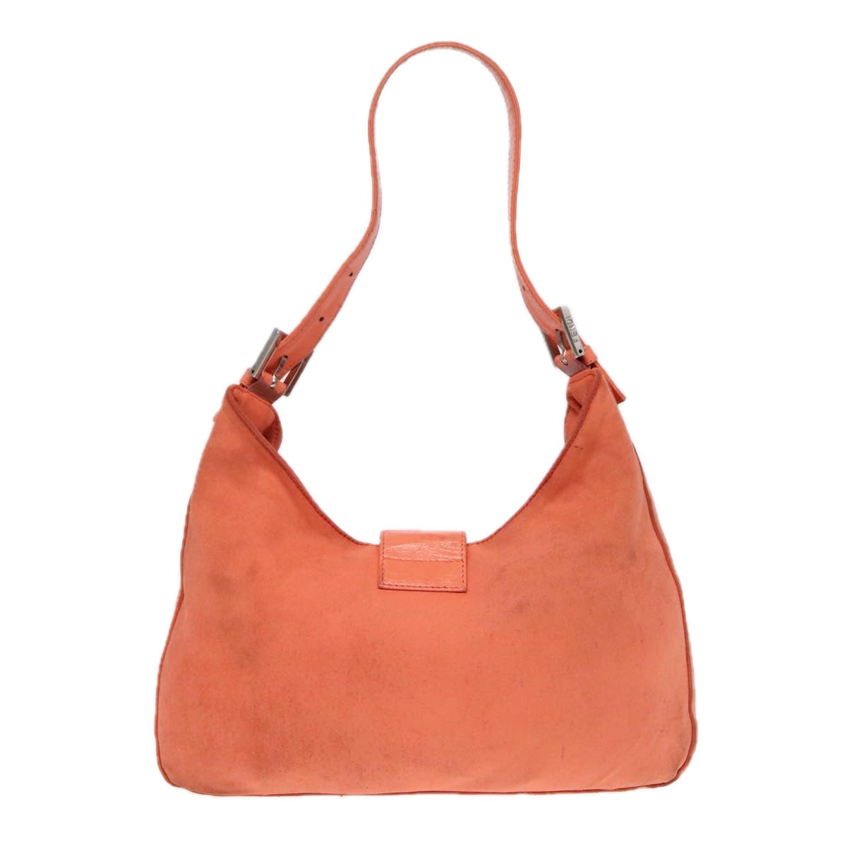 FENDI Mamma Baguette Shoulder Bag Nylon Orange Silver 90787