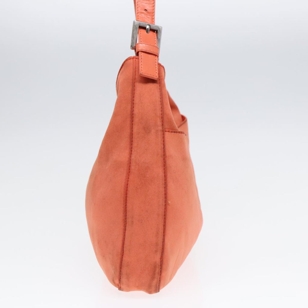 FENDI Mamma Baguette Shoulder Bag Nylon Orange Silver 90787