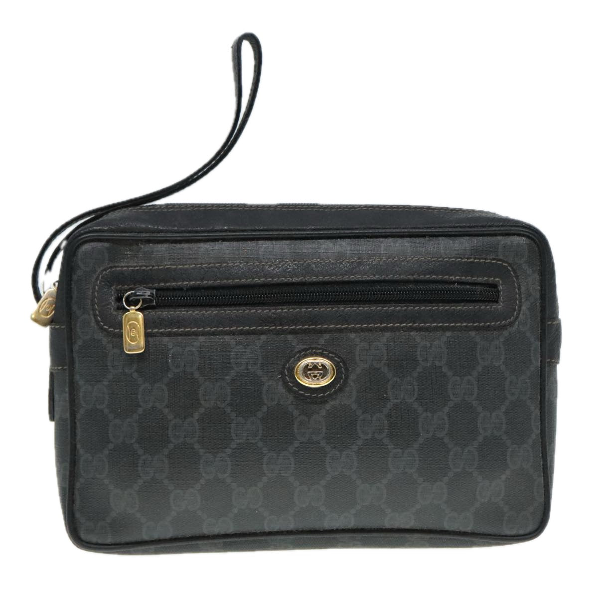 GUCCI GG Canvas Clutch Bag PVC Black 90791